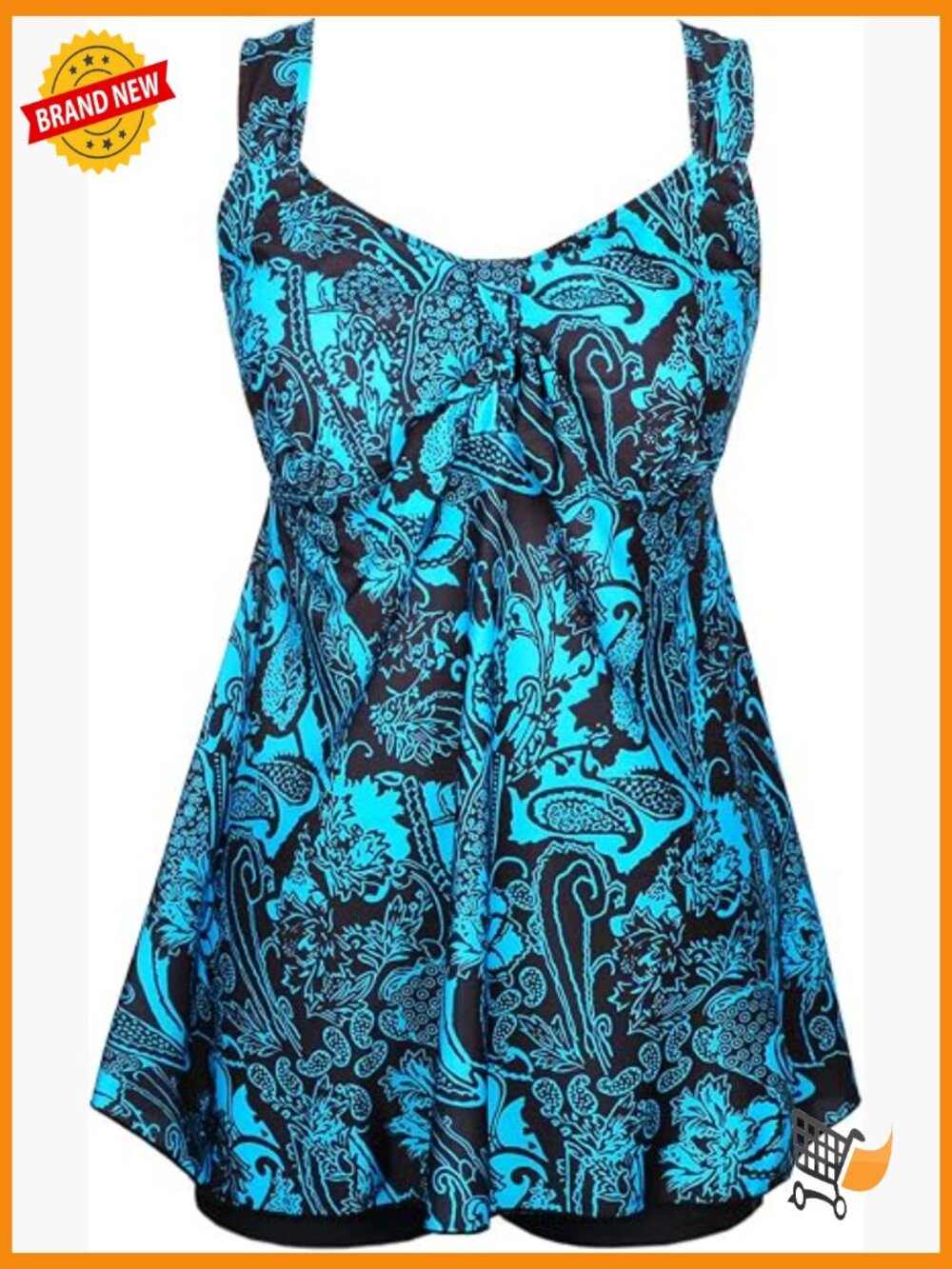 Women's Plus Size Tankini Swimdress Cover Up Two Piece Bathing Suit Retro